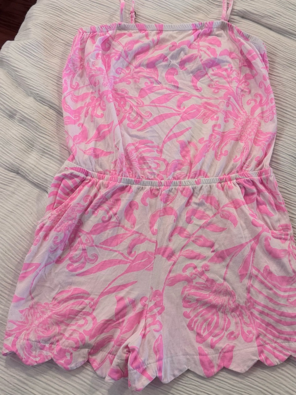 Lilly Pulitzer Pink and White Floral Girls Romper